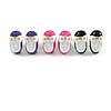 Set Of 3 Children's/ Teen's / Kid's Small Enamel 'Shoe' Stud Earrings In Pink/ Purple/ Black - 13mm Length Tone - 13mm L