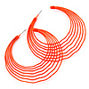 Neon Orange Multi Layered Hoop Earrings - 60mm Diameter