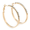 Gold Plated Clear Crystal Hoop Earrings - 40mm