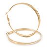 60mm Large Twisted, Textured Hoop Earrings In Gold Tone