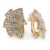 Gold Plated Clear Austrian Crystal Geometric Clip On Earrings - 20mm L