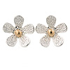 Two Tone Textured Daisy Stud Earrings - 25mm D