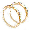 Gold Plated Wire with AB Crystal Hoop Earrings - 58mm D