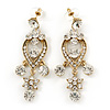 Clear Austrian Crystal Chandelier Earrings In Gold Plating - 60mm L