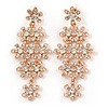 75mm Statement Clear Crystal Floral Chandelier Earrings In Rose Gold Tone