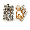 Small C Shape Clear Crystal Clip On Earrings In Gold Tone - 17mm L