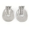 Polished Silver Tone Oval Clip On Earrings - 35mm L