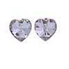 Small Lavender Glass Heart Stud Earrings In Silver Tone - 10mm Tall