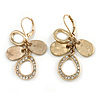 Vintage Inspired Teardrop Crystal, Hammered Drop Earrings In Matte Gold Finish with Leverback Clasp - 45mm L