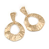 Gold Tone Hammered Teardrop Earrings - 50mm L