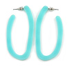 Trendy Mint Acrylic/ Plastic/ Resin Oval Hoop Earrings - 60mm L