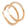 60mm Large Thick Etched Hoop Earrings In Gold Tone