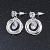 Delicate Multi Circle Cz Drop Earrings In Light Silver Tone - 25mm Tall