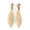Modern Twisted Leaf Shape Drop Earrings In Gold Tone Satin Finish - 50mm Tall
