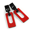 Statement Red/ Black Square Acrylic Drop Earrings - 90mm Long