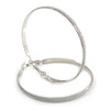 60mm Large Hoop Earrings In Silver Tone Metal with Glitter Effect