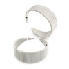 50mm Large Off White with Grey Pattern Wide Acrylic Hoop Earrings