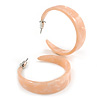 35mm Light Pink Half Hoop Earrings with Marble Effect