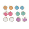 Set of 6 Pairs Button Stud Earrings In Silver Tone In Pastel Colours - 10mm Diameter