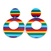 Funky Rainbow Effect Acrylic Hoop/ Drop Earrings - 50mm Long