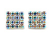 AB Crystal Square Stud Earrings In Silver Tone - 15mm