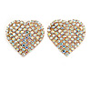 AB Crystal Heart Earrings In Gold Tone Metal - 25mm Long