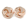 Large Polished Rose Gold Tone Knot Clip On Earrings - 35mm D