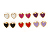 6 Pairs Enamel Multicoloured Heart Stud Earring Set In Gold Tone Metal - 10mm Tall