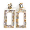Statement AB Crystal Square Drop Earrings In Gold Tone Metal - 65mm Long