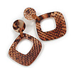 Trendy Square Animal Print Acrylic Drop Earrings In Brown - 60mm L
