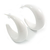 White Acrylic Half Hoop Earrings - 40mm D