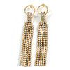 Statement Crystal Tassel with Circle Dangle Earrings in Gold Tone - 10cm L