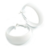 40mm D/ Wide White Hoop Earrings in Matt Finish - Medium Size