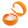 40mm D/ Wide Orange Hoop Earrings in Matt Finish - Medium Size