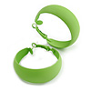40mm D/ Wide Salad Green Hoop Earrings in Matt Finish - Medium Size