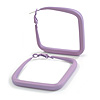 45mm D/ Slim Lilac Square Hoop Earrings in Matt Finish - Large Size