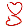 Large Red Acrylic Heart Earrings - 70mm Tall