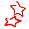 Large Red Acrylic Star Hoop Earrings - 70mm Across