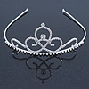 Bridal/ Wedding/ Prom Rhodium Plated Austrian Crystal Triple Heart Tiara
