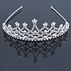 Bridal/ Wedding/ Prom Rhodium Plated Faux Pearl, Austrian Crystal Royal Style Tiara
