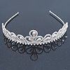 Bridal/ Wedding/ Prom Rhodium Plated Faux Pearl, Crystal Classic Tiara