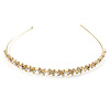Bridal/ Wedding/ Prom Gold Plated Clear Crystal Floral Tiara Headband