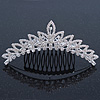 Bridal/ Wedding/ Prom/ Party Rhodium Plated  Swarovski Crystal Hair Comb Tiara - 11cm