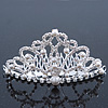 Bridal/ Wedding/ Prom/ Party Rhodium Plated Swarovski Crystal, Simulated Pearl Hair Comb/ Tiara - 10.5cm