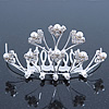 Bridal/ Wedding/ Prom/ Party Rhodium Plated White Simulated Pearl Bead and Swarovski Crystal Mini Hair Comb Tiara - 75mm