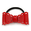 Red Acrylic Bow Pony Tail Hair Elastic/Bobble - 70mm Width