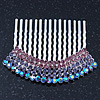 Rhodium Plated Purple/AB Gradient Swarovski Crystal Hair Comb - 60mm