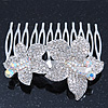 Bridal/ Wedding/ Prom/ Party Rhodium Plated Clear/AB Swarovski Crystal Floral Hair Comb - 70mm