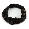 Black Stripy Fabric Wide Elastic Headband/ Headwrap