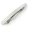 Thin White Acrylic Plain Barrette Hair Clip Grip (Silver Tone) - 85mm Across